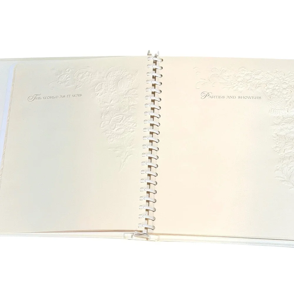 Hallmark Wedding Memory Book Cream Faux Leather Silver Embossed Vintage Unused